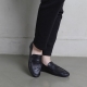 Women's Apron Toe Black Leather Penny Loafers Shoes﻿﻿