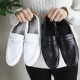 Women's Apron Toe Black Leather Penny Loafers Shoes﻿﻿