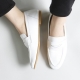 Women's Apron Toe White Leather Penny Loafers Shoes﻿﻿
