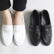 Women's Apron Toe White Leather Penny Loafers Shoes﻿﻿