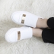 Women's Round Toe White Leather Gold Stud Loafers Shoe
