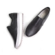 Women's Round Toe Punching Black Leather Wedge Fashion Sneakers Shoe