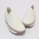 Women's Round Toe Punching White Leather Wedge Fashion Sneakers Shoe