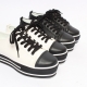 Women's Cap Toe Thick Platform White Synthetic Leather Lace Up Fashion Sneakers﻿﻿ Shoes