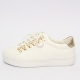 Women's High Thick Platform D-Ring Eyelet Lace Up Gold Low Top Sneakers Shoes