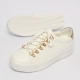 Women's High Thick Platform D-Ring Eyelet Lace Up Gold Low Top Sneakers Shoes
