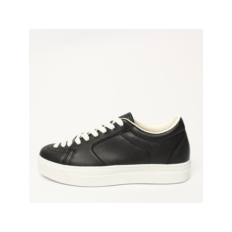 Women's Thick Platform Black Synthetic Leather Lace Up Fashion﻿ Sneakers
