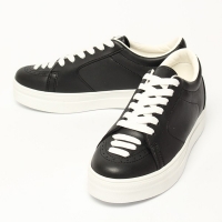 Women's Thick Platform Black Synthetic Leather Lace Up Fashion﻿ Sneakers Shoes
