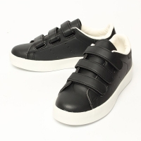 Women's Triple Velcro Strap White Platform Black Synthetic Leather Fashion﻿ Sneakers Shoes