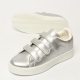 Women's Triple Strap White Platform Silver Synthetic Leather Fashion﻿ Sneakers Shoes
