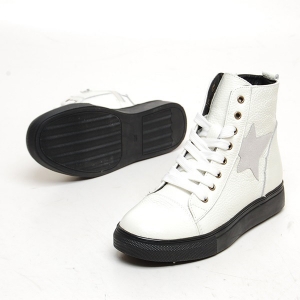Women's Cap Toe Star Lace Up Zip White﻿k Leather High Top Fashion﻿ Sneakers