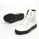 Women's Cap Toe Star Lace Up Zip White Leather High Top Fashion﻿ Sneakers