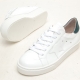 Women's Round Toe Star Patched Lace Up White Leather Fashion﻿ Sneakers Shoes