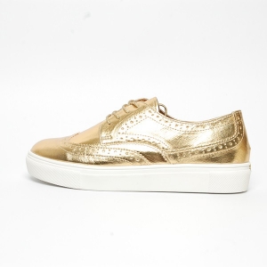 Women's Wing Tip Glitter Gold﻿ Synthetic Leather Low Top Fashion Sneakers Shoes﻿﻿