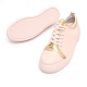 Women's Cap Toe Thick Platform Pink & Gold Lace Up Leather Low Top Fashion﻿ Sneakers Shoes