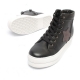 Women's Thick Platform Star Lace Up Zip Black Leather High Top Fashion﻿ Sneakers Shoes