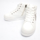Women's Thick Platform Star Lace Up Zip White Leather High Top Fashion﻿ Sneakers Shoes