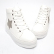 Women's Thick Platform Star Lace Up Zip White Leather High Top Fashion﻿ Sneakers Shoes
