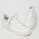 Women's Round Toe Fringe & Punching Thick Platform Lace Up White Leather Low Top Fashion﻿ Sneakers Shoes