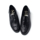 Men's Apron Toe Side Punching Summer Mesh Black Leather Loafers Comfortable Slip On Shoes