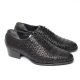 Men's Pointed Toe Summer Mesh Black Leather Lace Up Oxfords Dress Shoes