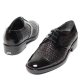 Men's Square Cap Toe Summer Mesh Black Leather Open Lacing Oxfords Dress Shoes