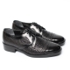 Men's Square Cap Toe Summer Mesh Black Leather Open Lacing Oxfords Dress Shoes