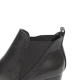 Women's Pointed Toe Elastic Band Back Tap Black Leather Block Med Heel Ankle Boots