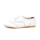 Women's Round Toe Wing Tip Brogue Lace Up White Leather Flat Oxfords Shoes