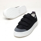 Women's Triple Velcro Strap Thick Platform Black Canvas Sneakers Shoes