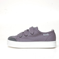 Women's Triple Velcro Strap Thick Platform Gray Canvas Sneakers Shoes