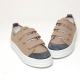 Women's Triple Velcro Strap Thick Platform Beige Canvas Sneakers Shoes