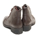 Women's Round Toe Brown Leather Block Heel Middle Boots