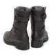 Women's Round Toe Belt Strap Brown Leather Block Heel Mid-Calf Boots