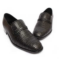  Men's Round Toe Summer Mesh Black Leather Loafers Dress Shoes
