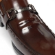 Men's Apron Toe Horse Bit Punching Stitch Brown Leather Loafers Dress Shoes