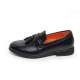 Men's Apron Toe Tassel Decoration Black Synthetic Leather Loafers Dress Shoes