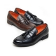 Men's Apron Toe Tassel Decoration Black Synthetic Leather Loafers Dress Shoes