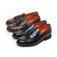 Men's Apron Toe Tassel Decoration Brown Synthetic Leather Loafers Dress Shoes