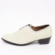 Men's Pointed Toe Punching White Leather Lace Up Oxfords Shoes
