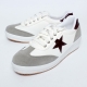 Women's Star Patched Eyelet Lace Up Platform Med Wedge Heel White Fashion Sneakers Shoes
