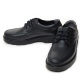 Men's Apron Toe Eyelet Lace Up Black Leather Platform Wedge Heel Casual Shoes