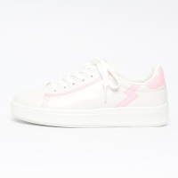 Women's Pink Lightning White Platform Lace Up Sneakers Shoes