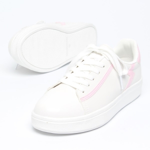 Women's Pink Lightning White Platform Lace Up Sneakers Shoes