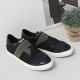 Women's Wide Elastic Band Black Leather Fashion Sneakers Shoes