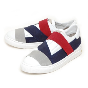 Women's Red Wide Elastic Band Fashion Sneakers Shoes