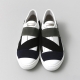 Women's Wide Elastic Band White Leather Fashion Sneakers Shoes