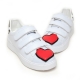 Women's Round Toe Heart Patch Front White Fashion Sneakers Shoes