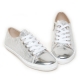 Women's Cap Toe Zip Closure Low Top Glitter Silver Fashion Sneakers Shoes