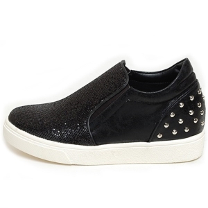 Women's Stud Decoration Height Increasing Glitter Black Fashion Sneakers Shoes
